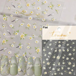 Embossed Shiny Vigor Sunflower Turnsole Vitality Butterfly Daisy Oil Painting Plant 5D Adhesive Nail Art Sticker Manicure Decals (ONLINE ORDER ONLY)