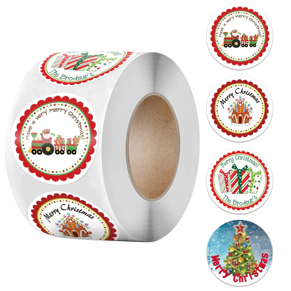 100-500pcs Merry Christmas Handmade Sticker Gift Box Package Santa Thank You Label Sealing Stickers Wedding Party Supplies (Online Order Only)
