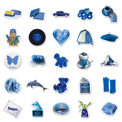 10/30/50PCS Ins Style Cartoon Blue Stickers Graffiti Decoration DIY Phone Bike Guitar Notebook Skateboard Kids Cute Decals Toys (ONLINE ORDER ONLY)