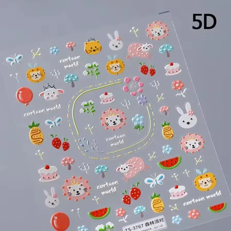 Bowknot Bear Cake Chocolates Food Star Cherry Apple Cook Love Heart Adhesive Nail Art Sticker Rhinestone Reliefs Manicure Decal (ONLINE ORDER ONLY)
