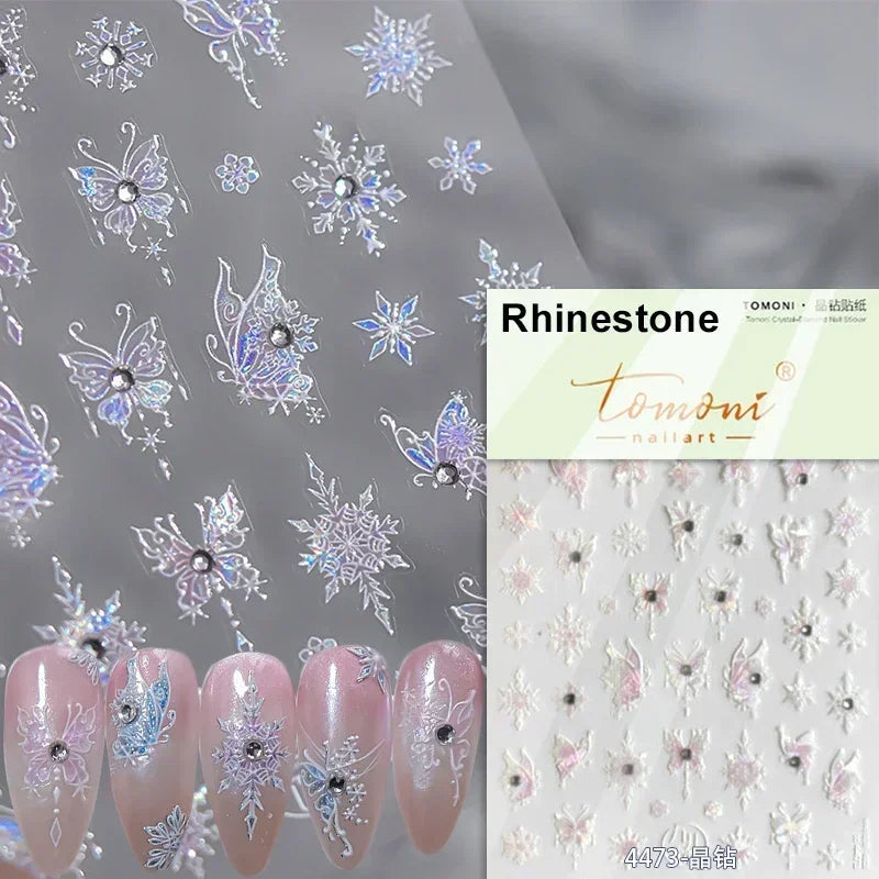 Dreamy Chic Butterfly Flower Bowknot Square Rhinestone Crystal 5D Self Adhesive Nail Art Stickers Fantasy Shiny Manicure Decals (ONLINE ORDER ONLY)