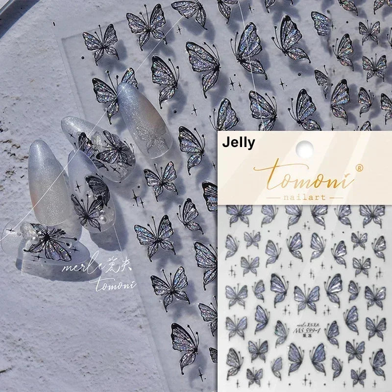 Dreamy Chic Butterfly Flower Bowknot Square Rhinestone Crystal 5D Self Adhesive Nail Art Stickers Fantasy Shiny Manicure Decals (ONLINE ORDER ONLY)
