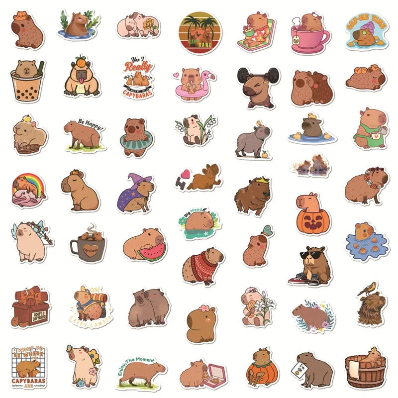 10/30/50PCS Cute Capybara PVC Sticker Aesthetic Children's Decoration Scrapbooking Sketchbook Korean Stationery School Supplies (ONLINE ORDER ONLY)