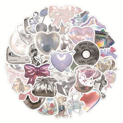 10/30/63pcs Ins Style Shiny Silver Pink Stickers Aesthetic Graffiti Decoration DIY Skateboard Phone Fridge Bike Cute Decals Toys (Online Order Only)