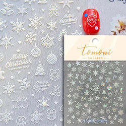Shiny White Pink Blue Gold Snowflakes Hexagon Water Bubbles Winter 5D Self Adhesive Nail Art Stickers Rhinestone Manicure Decals (ONLINE ORDER ONLY)