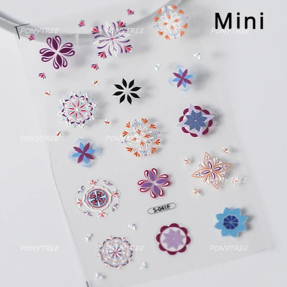 Delicate Dreamy Petal Star Tulip Flower Purple Bowknot Butterfly Illusion Chic Relief Adhesive Nail Art Stickers Manicure Decals (Online Order Only)