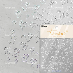 Silver Star Moon Clock Watch Cherry Love Heart Bowknot Gird Irregular Lines Dot Liquid Lava Nail Art Stickers Manicure Decals (ONLINE ORDER ONLY)