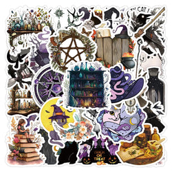 Gothic Magic Cat Stickers Waterproof Decals for Laptop, Motorcycle, Luggage (Online Order Only)