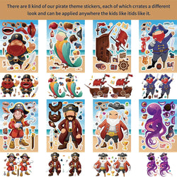 8/16Sheets Cool Pirate Ship Puzzle Stickers Make-a-Face Children Assemble Jigsaw Funny Kids Toy Game Kids Educational Party Gift (Online Order Only)