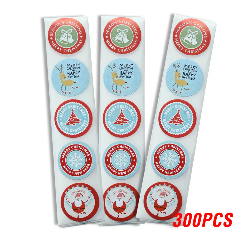 100-500pcs Merry Christmas DIY Handmade Sticker Package Thank You Label Sealing Stickers Party Festive Decor Supplies Children (ONLINE ORDER ONLY)