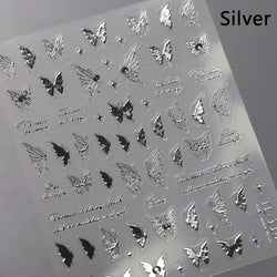 Delicate Tender Purple Butterfly Seal Pattern Insect Shiny Golden Stroke Nail Art Decoration Sticker Dressy Laser Manicure Decal (ONLINE ORDER ONLY)