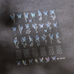 Butterfly Flower Hollow Out Lace Delicate Floral Print Shiny Cloth Block Insect Self Adhesive Nail Art Stickers Manicure Decals (Online Order Only)