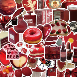 10/30/50PCS Cartoon Red Stickers Cute Ins Style Aesthetic Decals Gift Decoration For DIY Fridge Phone Bike Motorcycle Guitar Toy (ONLINE ORDER ONLY)