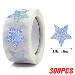 100-500pcs Holographic Star Reward Stickers Corlorful Adhesive Star Stickers Reward Chart Decorative Toy Gifts Sticker Labels (ONLINE ORDER ONLY)
