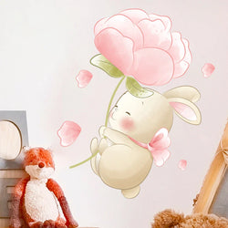 Cartoon Bear Rabbit Flower Wall Stickers for Kids Nursery Decor (ONLINE ORDER ONLY)
