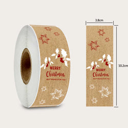 150pcs/roll Merry Christmas Stickers Kraft Paper Christmas Gift Packaging Labels For Envelopes Cards Gift Baking Decoration (ONLINE ORDER ONLY)
