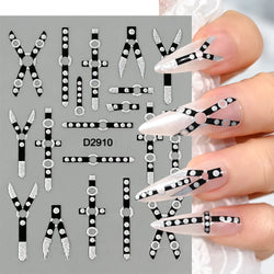1pcs 5D Floral Nail Art Stickers Acrylic Flowers Decals with Glitter Self-Adhesive Elegant Silver Black Blossoms Theme Nail Art* (ONLINE ORDER ONLY)