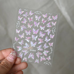 1pcs Pink Christmas Nail Stickers Shiny Shell Light Nail Art Parts Stickers Cute Snowflakes Star Wreath Nail Decorations Decals* (ONLINE ORDER ONLY)