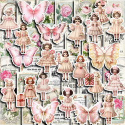 Butterfly Girl Pink Flower Lolita Doll Stickers for Phone Laptop Luggage Skateboard Decals (ONLINE ORDER ONLY)