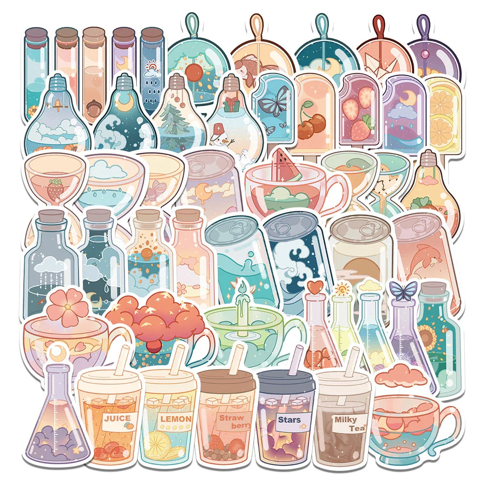 10/30/50Pcs Ins Drink Bottle Stickers Graffiti For Skateboard Notebook Phone Helmet Decal Waterproof Kids Sticker Toy (ONLINE ORDER ONLY)