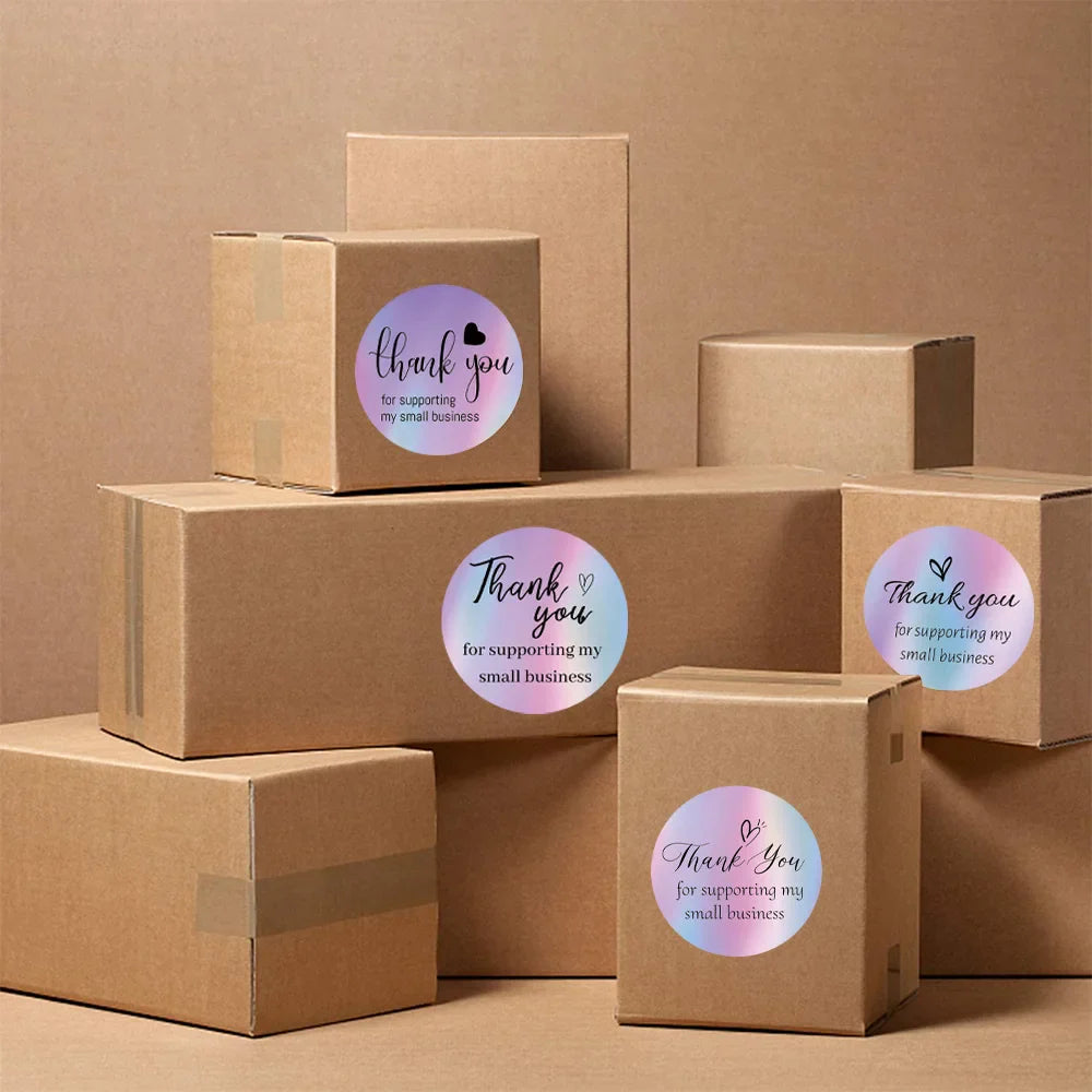 500pcs/roll Thank You Sticker 3.8cm Hologram Silver for Supporting Small Business Labels Envelope Sealing Gift Packaging Sticker (ONLINE ORDER ONLY)