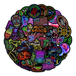 10/30/50PCS Popular Cool Neon Light Sticker Pack Skateboard Guitar Decoration DIY Laptop New Waterproof Graffiti Decal Wholesale (ONLINE ORDER ONLY)