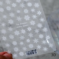 Shiny White Pink Blue Gold Snowflakes Hexagon Water Bubbles Winter 5D Self Adhesive Nail Art Stickers Rhinestone Manicure Decals (ONLINE ORDER ONLY)