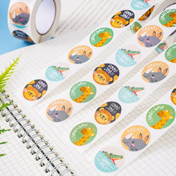 100-500Pcs new 1inch Animal Good Job Cool Stickers Roll for Envelope Praise Reward Student Work Stationery Seal Lable child gift (ONLINE ORDER ONLY)