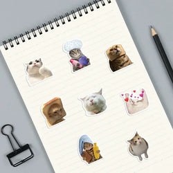 10/30/50PCS Kawaii Cat Mood PVC Graffiti Sticker Sticky Aesthetic Decorative Scrapbook DIY Child Phone Stationery Supply for Kid (Online Order Only)