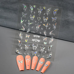 1pcs Butterfly Floral Nail Art Stickers Magic Shell Light Laser Black/White Nail Decoration Butterfly Slider Manicure Ornaments* (Online Order Only)