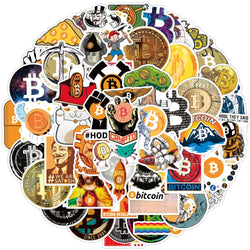 50Pcs Funny Bitcoin/Dogecoin Commemorative coin Stickers For Motorcycle Notebook Computer Car Children's Toys Decal (ONLINE ORDER ONLY)