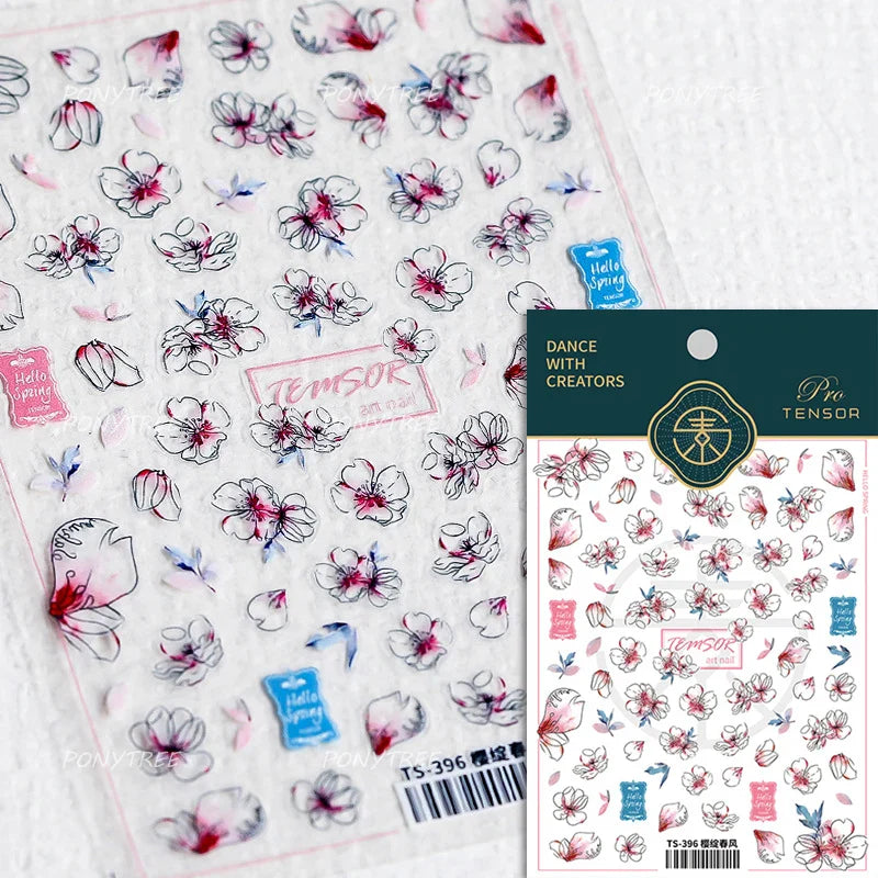 Graceful Peach Blossom Blessing Sachet Pretty Buckle Tassels Pendant Antique Radiant Adhesive Nail Art Stickers Manicure Decals (ONLINE ORDER ONLY)