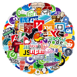 Cool Programmer Stickers: Java, PHP, Docker, HTML Decals for Laptop, Phone, Car, Toy (10/30/50/100pcs) (Online Order Only)