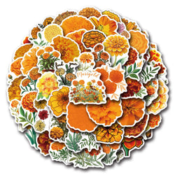 10/30/55PCS Marigold Stickers Plant Cartoon Graffiti DIY Decoration Scrapbook Fridge Luggage Laptop Phone Guitar Bike Decals Toy (Online Order Only)