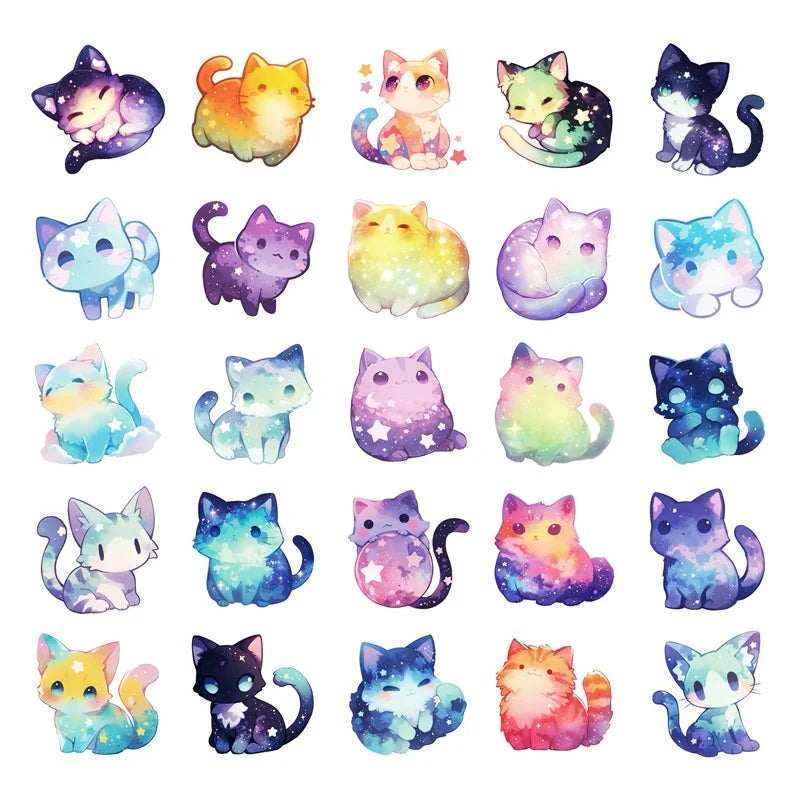 10/30/50PCS Cute Dream Star Cat Sticky PVC Sticker Aesthetic Stationery DIY Decoration Scrapbooking School Supplies for Kids (ONLINE ORDER ONLY)