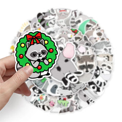 10/30/50PCS Little Raccoon Animal Graffiti Sticker Cartoon Creative Sticker Desk Guitar ComputerCar Waterproof Sticker Wholesale (ONLINE ORDER ONLY)
