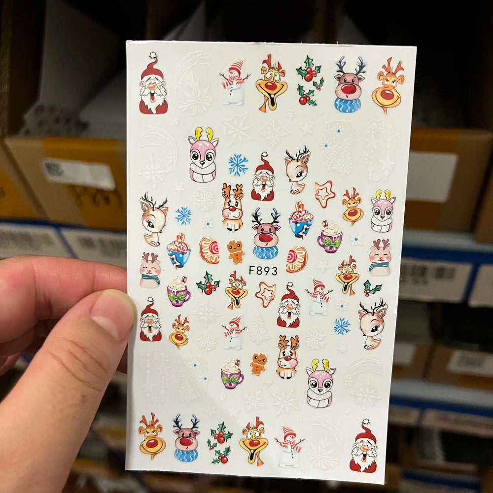 Merry Christmas Penguin Nail Art Sticker 3D Slider Deer Santa Claus Decal New Year Nail Decorations Sticker Manicure Accessories (ONLINE ORDER ONLY)