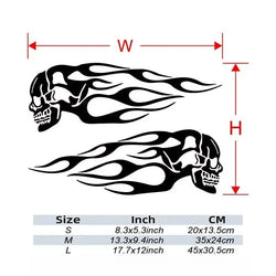 2Pcs Skull Flames Badge Car Stickers, Fashion Waterproof Vinyl Decal Car Styling Decoration Accessories Auto Sticker (ONLINE ORDER ONLY)