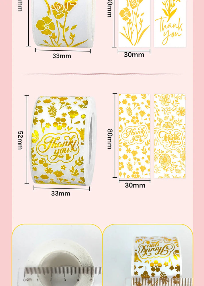 120pcs Rectangle Gold Foil Stickers Thank You For Small Business Gift Seal Labels Shipping Stickers For Decoration Envelope (ONLINE ORDER ONLY)