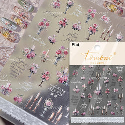 Watercolor Style Colourful Rose Flower Embossment Romantic Garden 5D Self Adhesive Nail Art Decoration Stickers Manicure Decals (ONLINE ORDER ONLY)