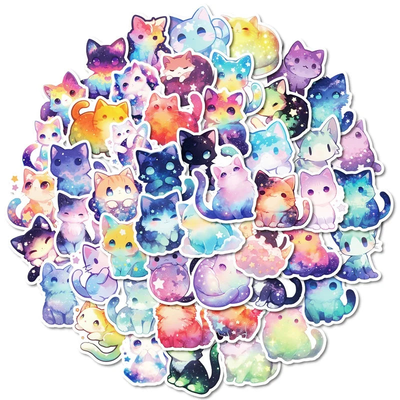 10/30/50PCS Cute Dream Star Cat Sticky PVC Sticker Aesthetic Stationery DIY Decoration Scrapbooking School Supplies for Kids (ONLINE ORDER ONLY)