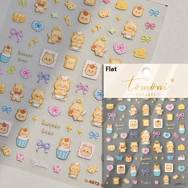 Bowknot Bear Cake Chocolates Food Star Cherry Apple Cook Love Heart Adhesive Nail Art Sticker Rhinestone Reliefs Manicure Decal (ONLINE ORDER ONLY)