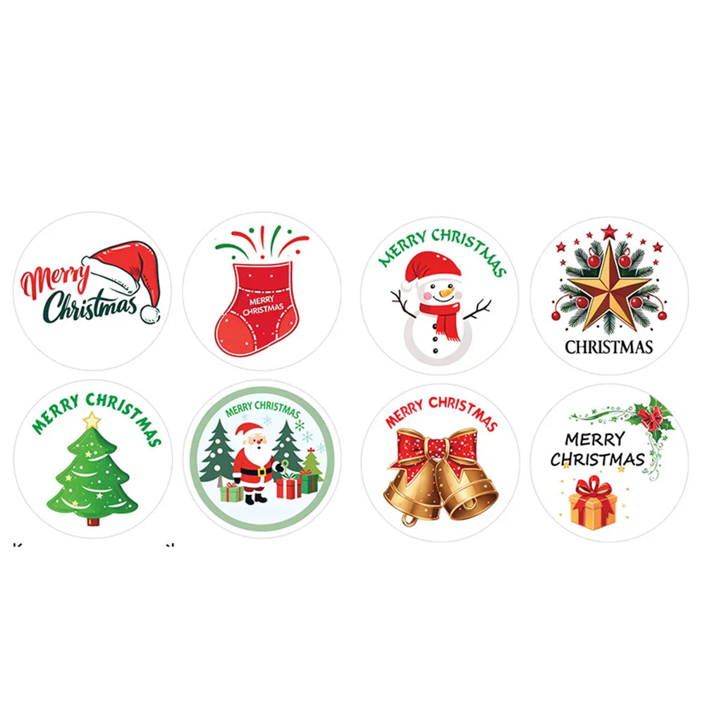 100-500pcs Merry Christmas Stickers 1Inch Round Christmas Seal Labels Stickers For Handmade Sticker Card Box Package Labels (Online Order Only)
