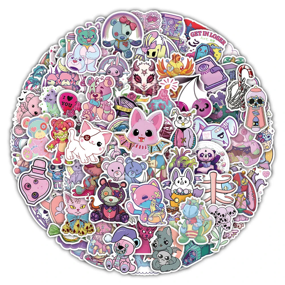 10/30/50/100PCS Cute Horror Cartoon Stickers Graffiti Halloween Decoration Kids Toy DIY Phone Luggage Suitcase Motorcycle Decals (ONLINE ORDER ONLY)