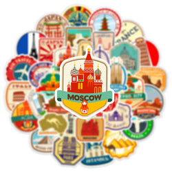 10/30/50PCS Building Landmark Vintage Travel Stickers Graffiti DIY Phone Luggage Laptop Guitar Suitcase Skateboard Kids Sticker (ONLINE ORDER ONLY)