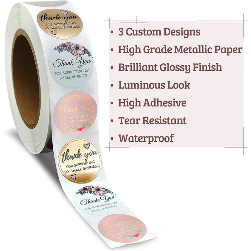 500pcs Thank You For Supporting My Small Business Floral Sticker Gift Packaging Seal Label Scrapbooking Stationery Sticker (ONLINE ORDER ONLY)