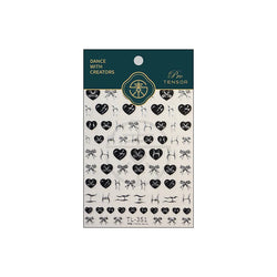 Black Silver Bowknot Love Heart Lace Irregular Line Lava Chic Self Adhesive Nail Art Stickers Embossed Reliefs Manicure Decals (Online Order Only)