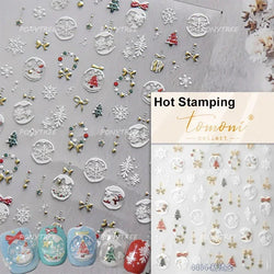 Crystal Ball Santa Claus Snowman Bowknot Red Christmas Tree Bell Socks Self Adhesive Nail Art Stickers Snowflake Manicure Decals (ONLINE ORDER ONLY)