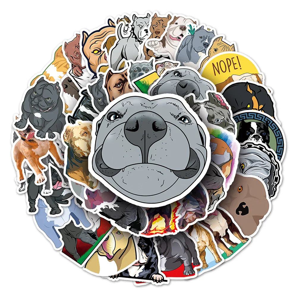 10/30/50PCS Cool American Bully Pitbull Stickers Cartoon Dog Wall Decals DIY Skateboard Luggage Phone Laptop Fridge Bike Kid Toy (Online Order Only)