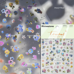 Hazy Feeling Bluestar-Amsonia Hubristic Blue Star Flower Floral Print 5D Soft Embossed Adhesive Nail Art Sticker Manicure Decals (ONLINE ORDER ONLY)